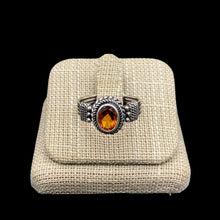 Load image into Gallery viewer, Front Of Sterling Silver And Oval Cut Citrine Gemstone Ring, Citrine Is A Shiny Deep Amber
