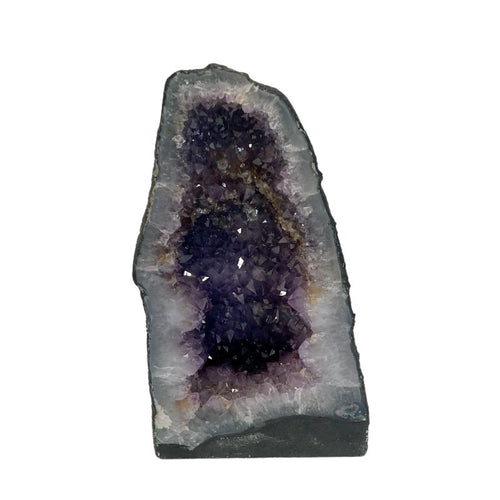 Front Of Amethyst Geode Cathedral, Polished Purple Amethyst Crystal Points With A Little Iron Throughout