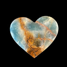 Load image into Gallery viewer, Back Side Of Polished Blue Onyx Heart, Marbled Sky Blue And Brown
