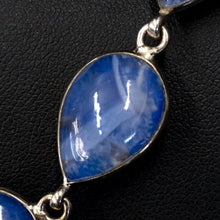 Load image into Gallery viewer, pear shape blue Lapis cabochon link bracelet in sterling silver
