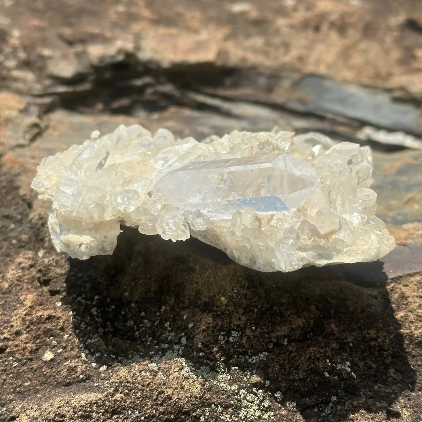 Crystal Cluster On Boulder Showing Large Point