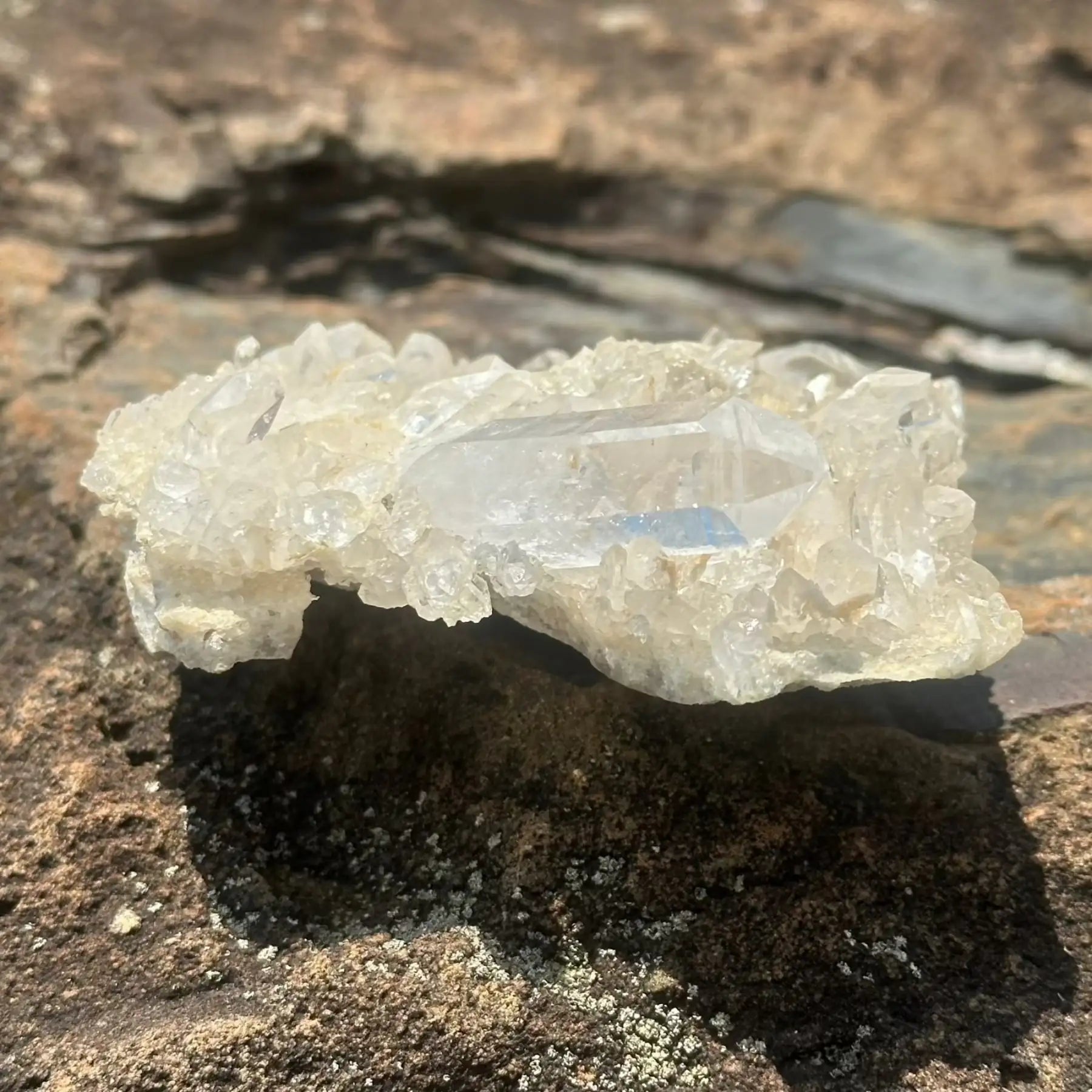 Crystal Cluster On Boulder Showing Large Point