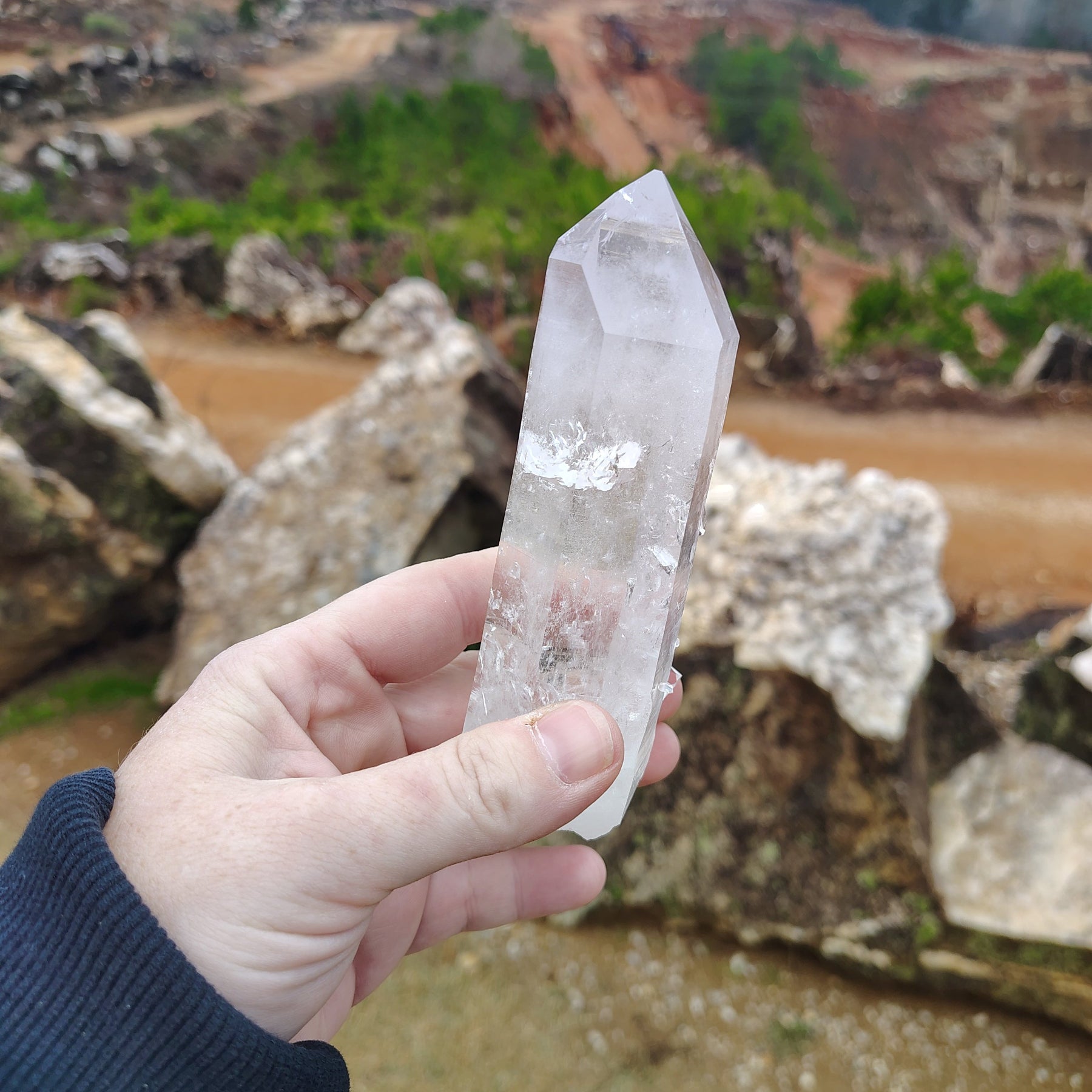 This is the back side of this natural large Quartz crystal point.