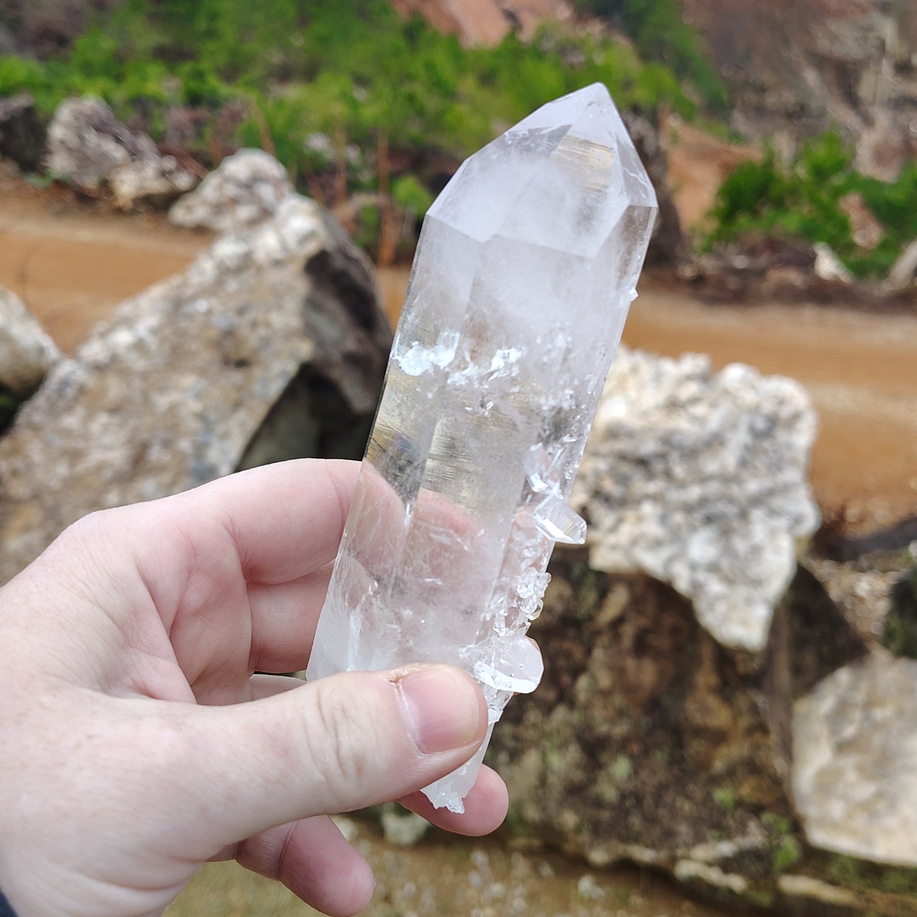 This is the right side of this large Quartz crystal point, and it is covered with smaller crystals.
