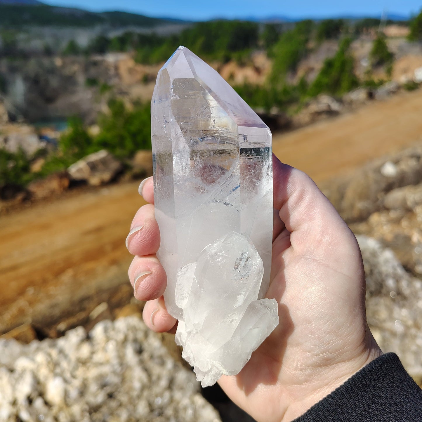 This is the left side of this Quartz crystal point. You can see the two small crystal points from this angle.