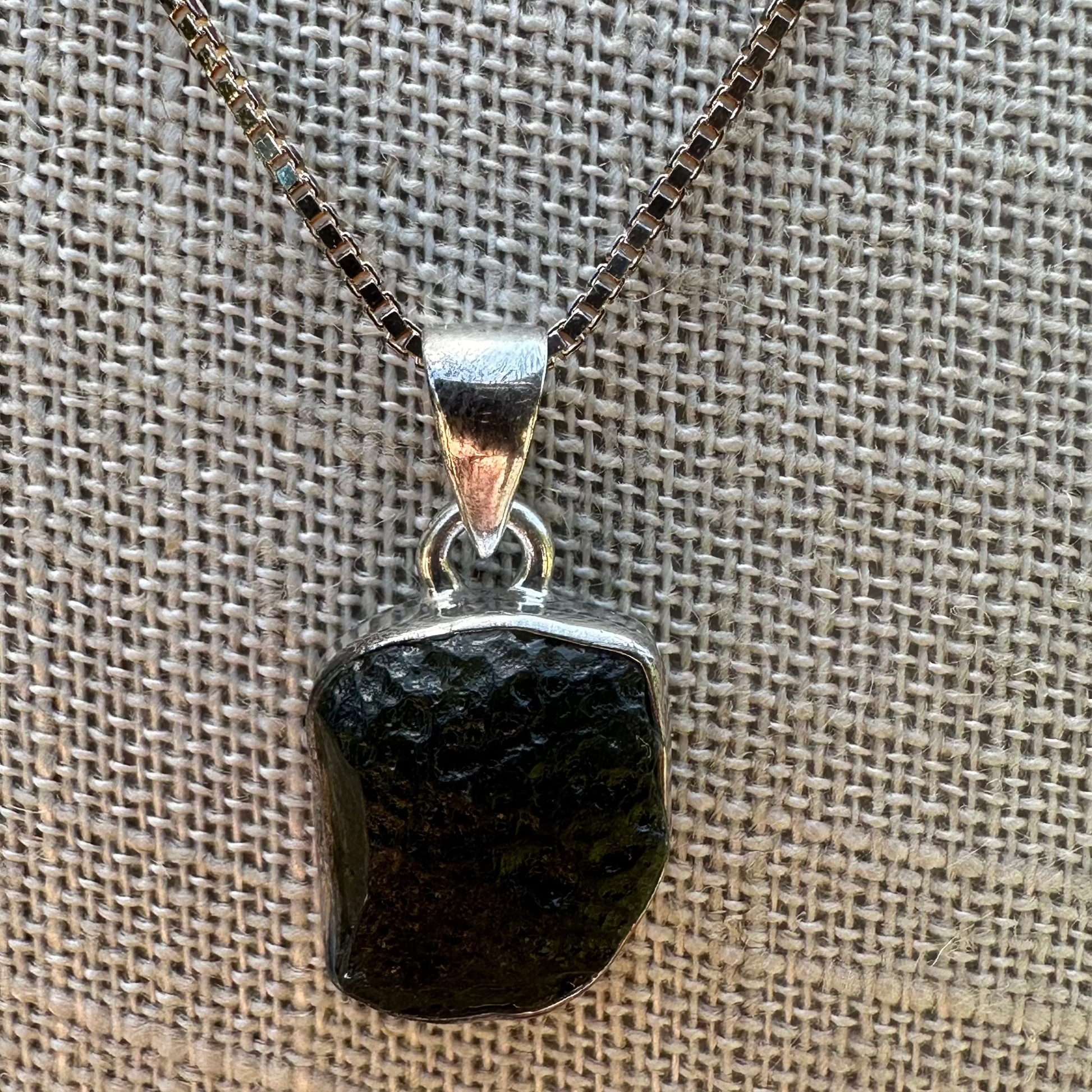 Moldavite Pendant Sterling