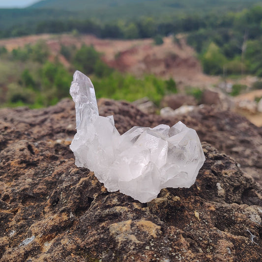 This is the front side of this small Quartz crystal cluster