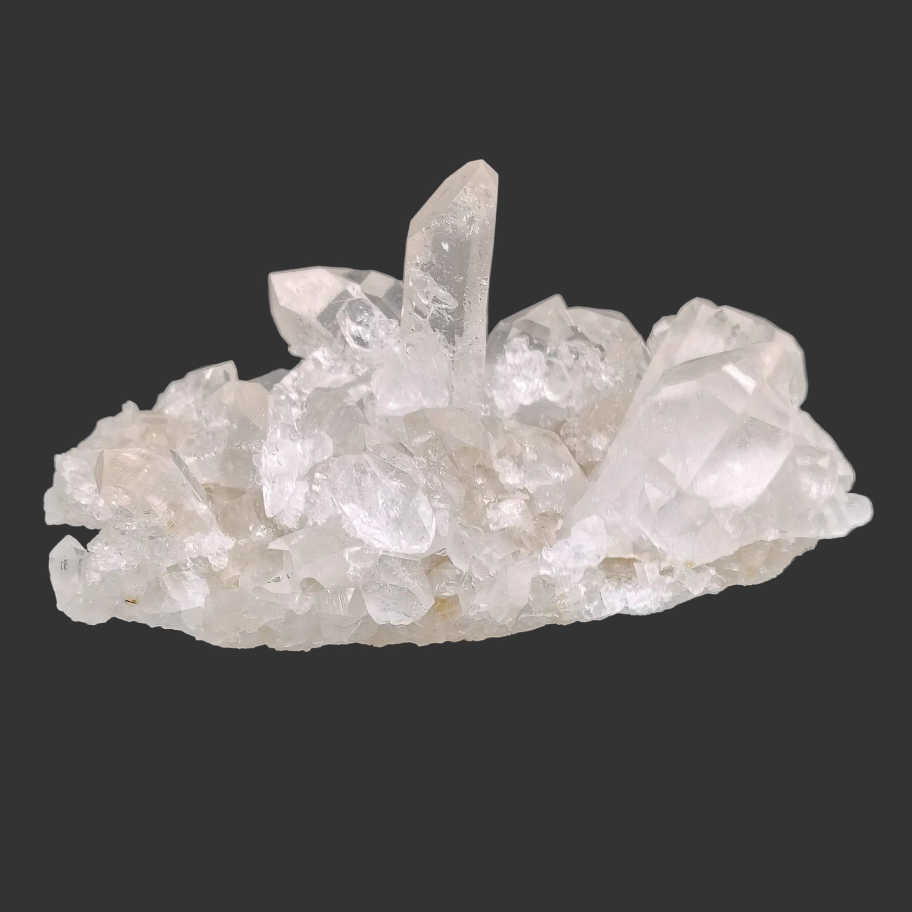 This is the front view of this pristine Quartz crystal clster.