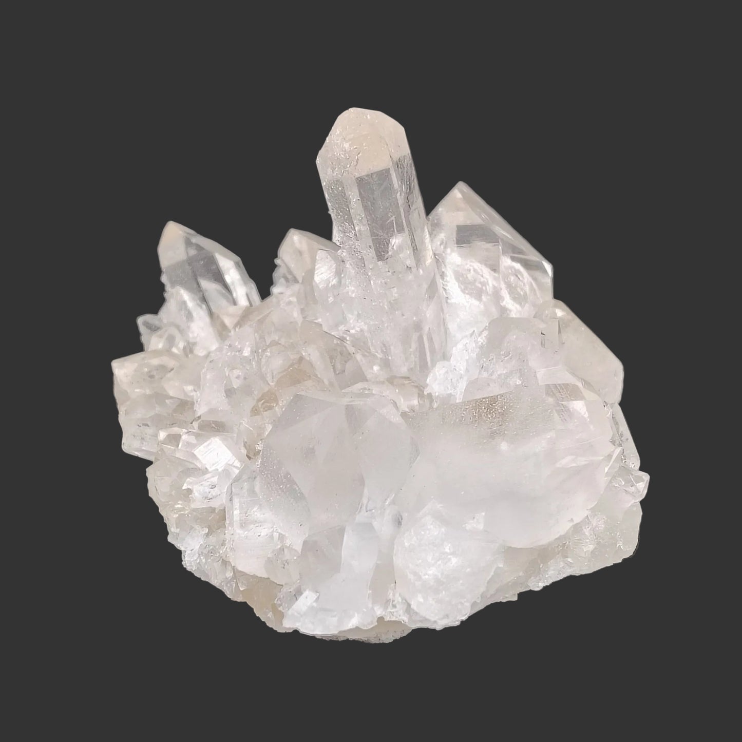 This is the left side of this pristine Quartz crystal cluster.