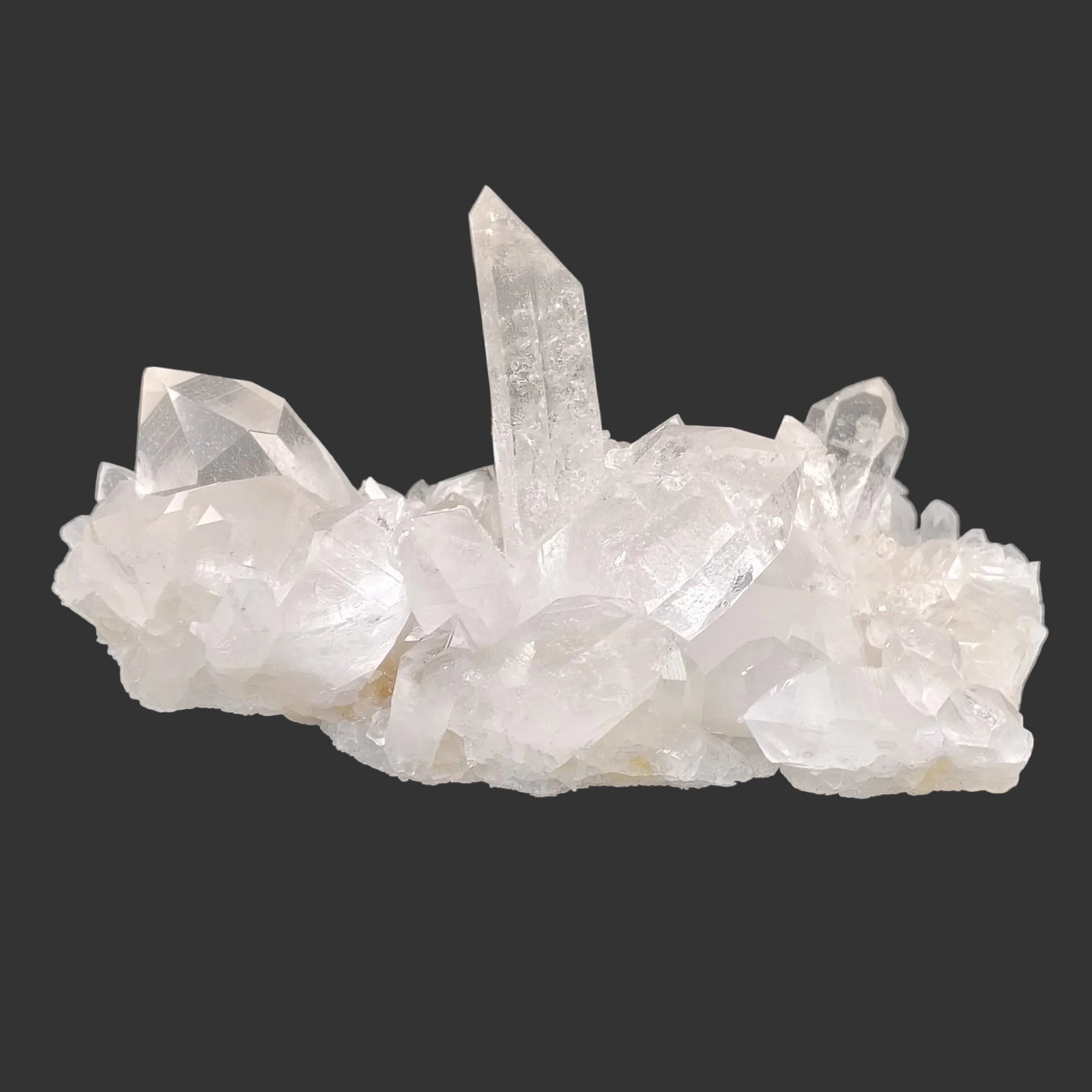 This is the back side of this pristine Quartz crystal cluster.