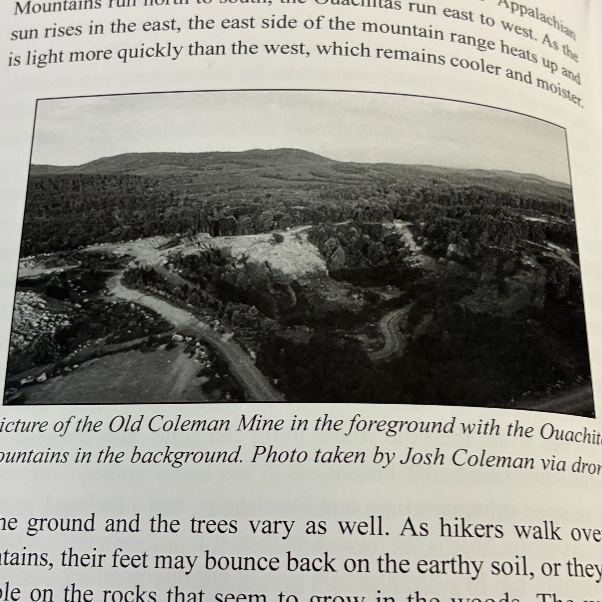 The old Coleman Quartz crystal mine in front of the Ouachita Mountains,