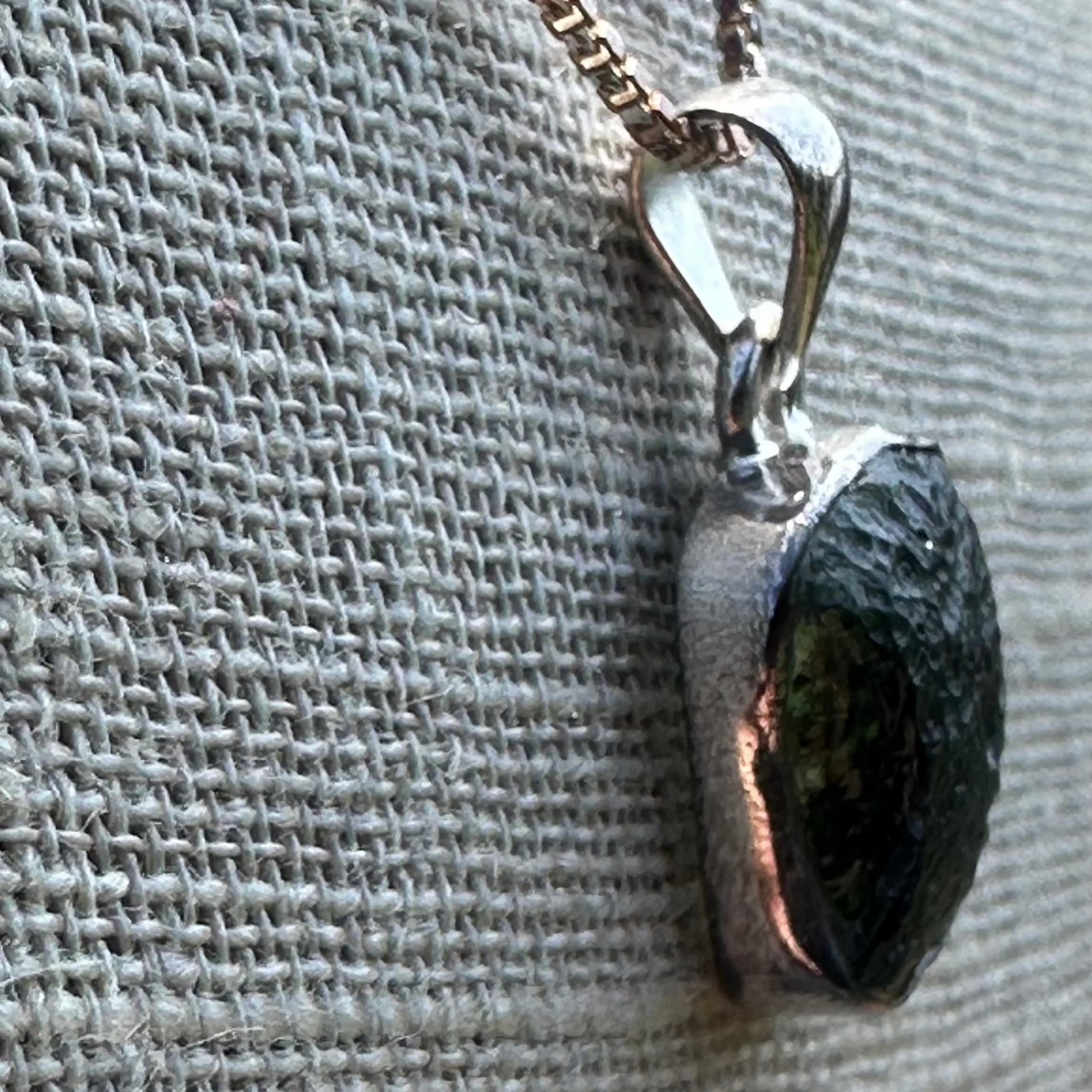 Moldavite Pendant Sterling Silver