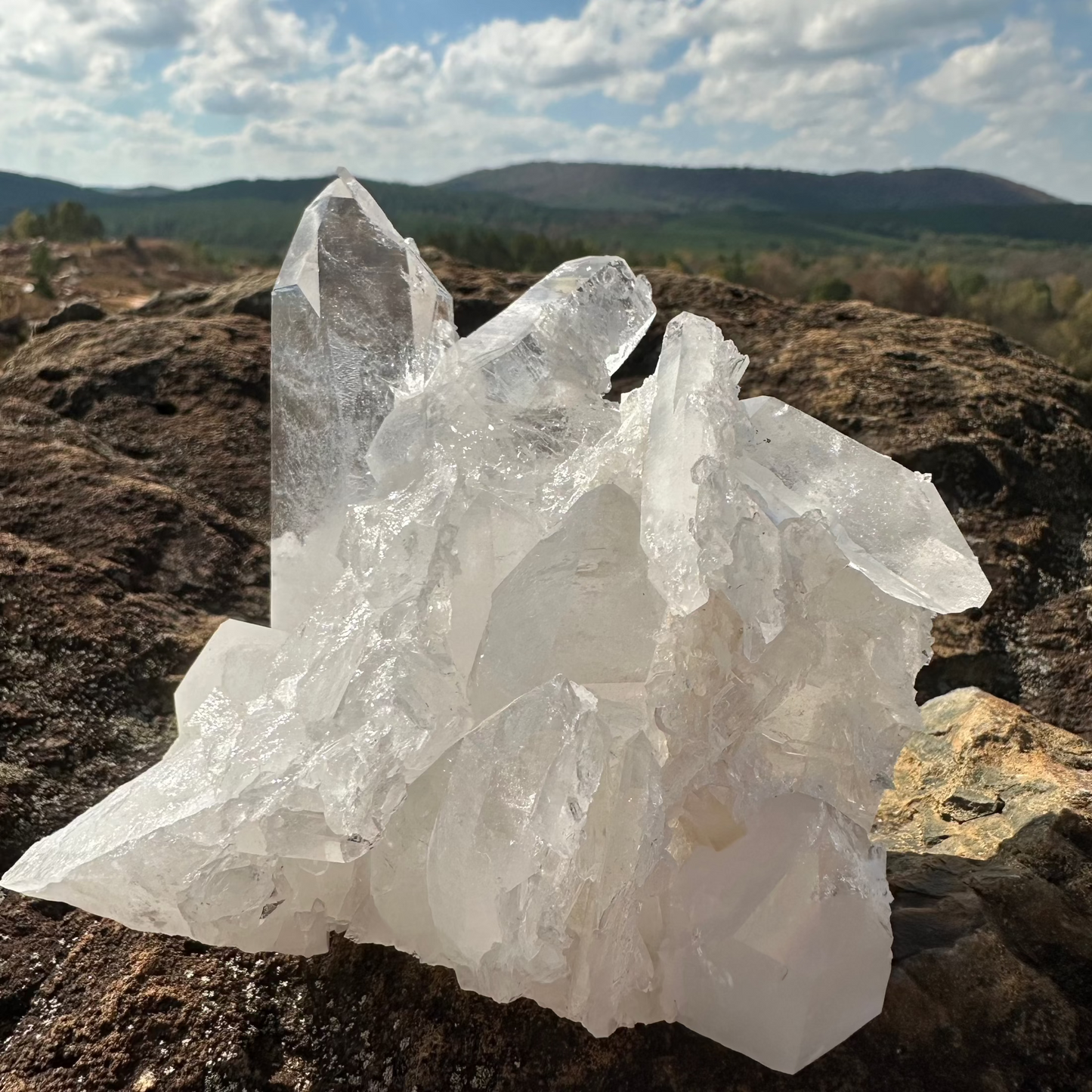 Unique Quartz Crystal Cluster With Clear  and White Crystal Points