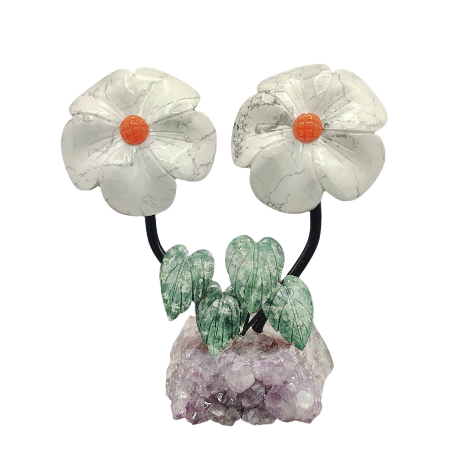 This is the white Howlite flowers in artificial light