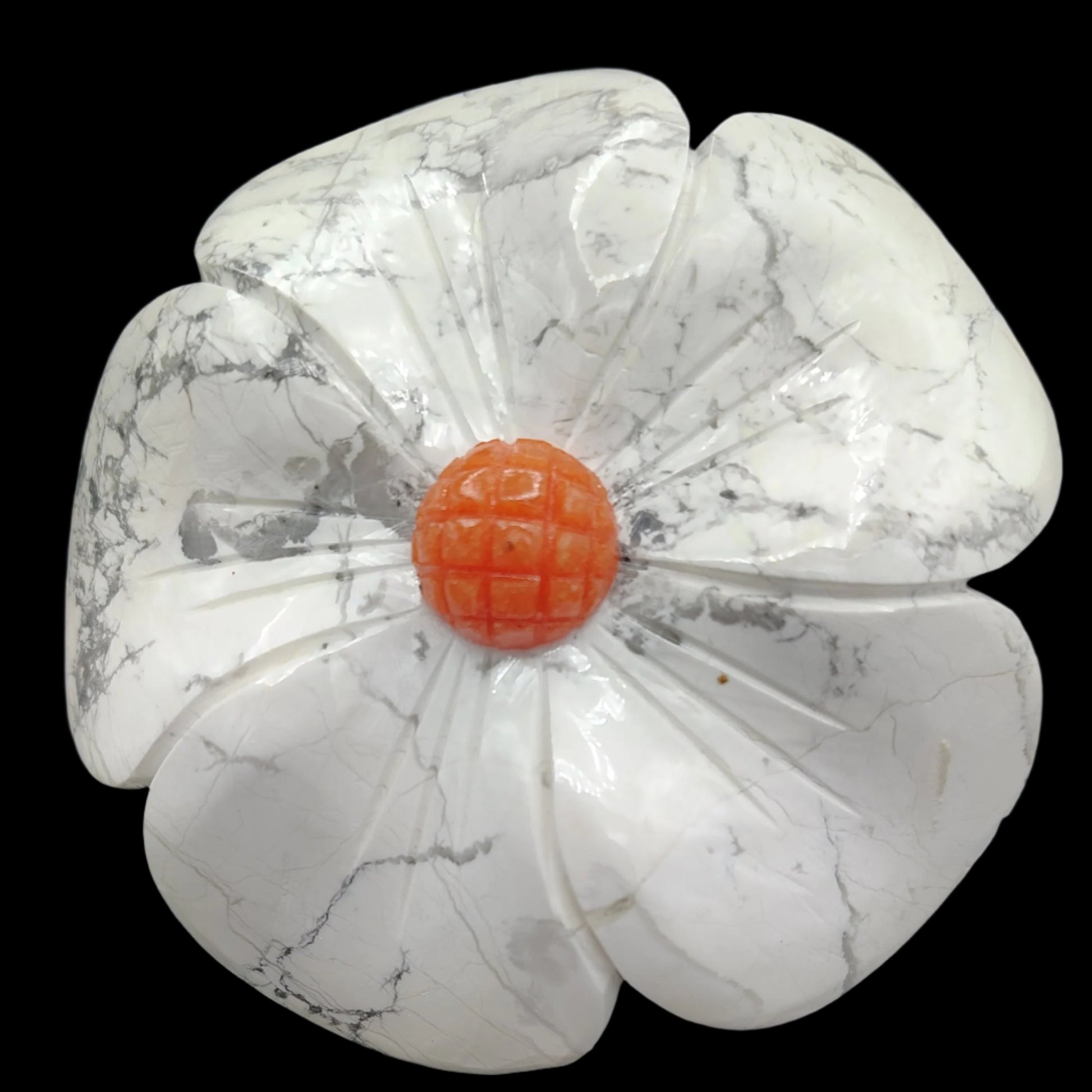 This is a close up of the white Howlite flower