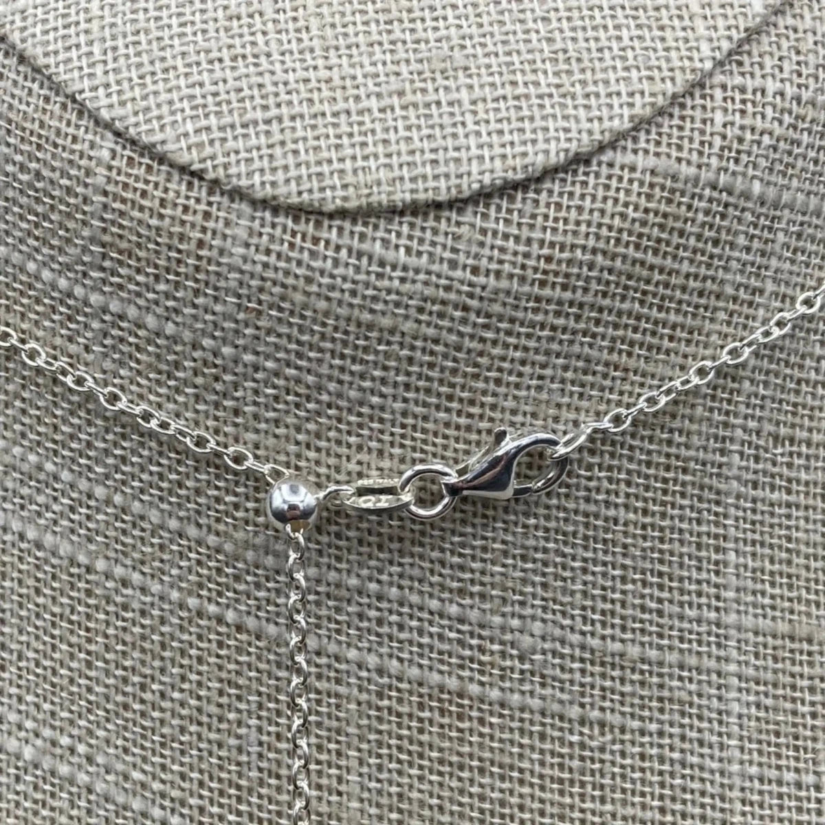 Close up of Sterling Silver lobster claw clasp