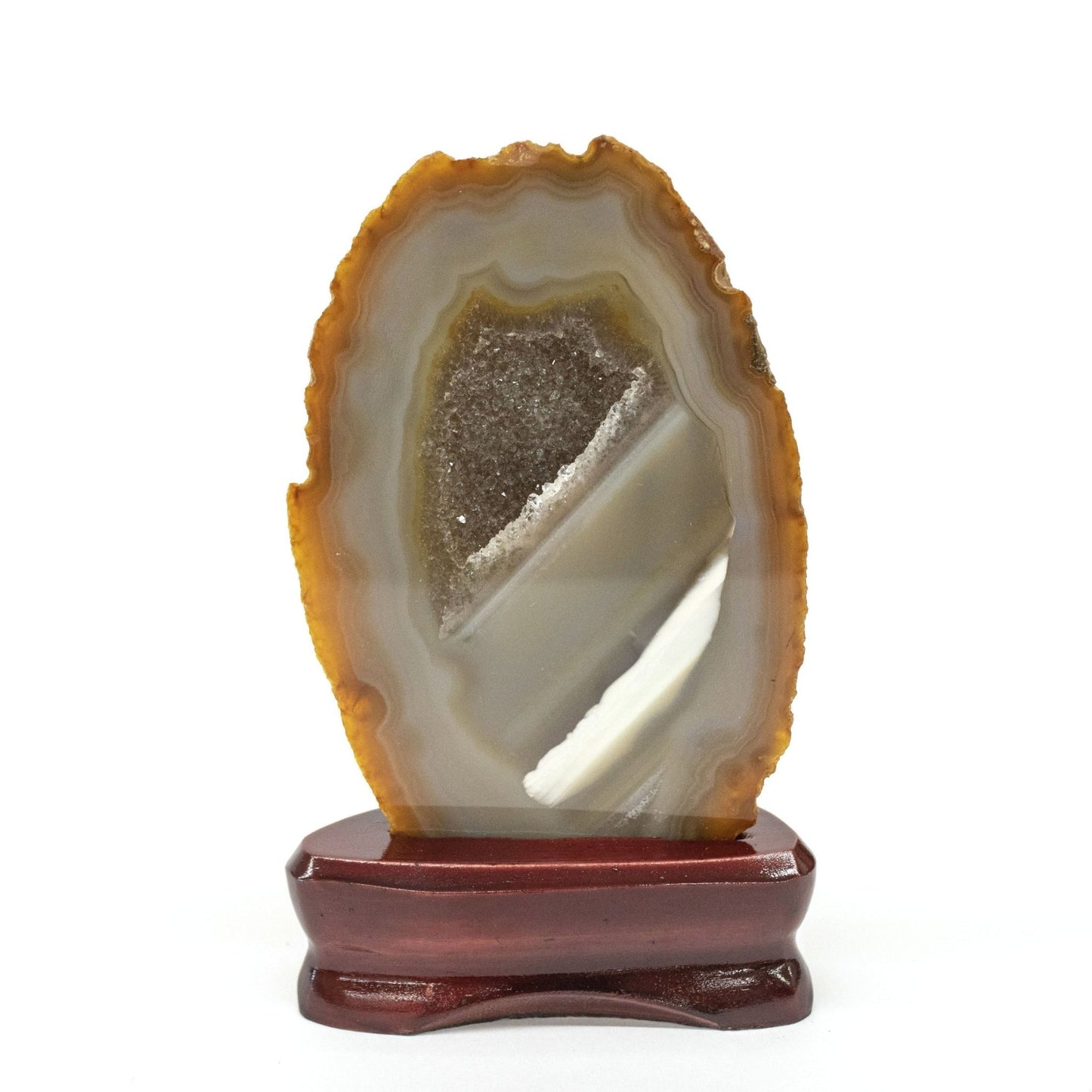 Agate Mineral Slice Wood Stand