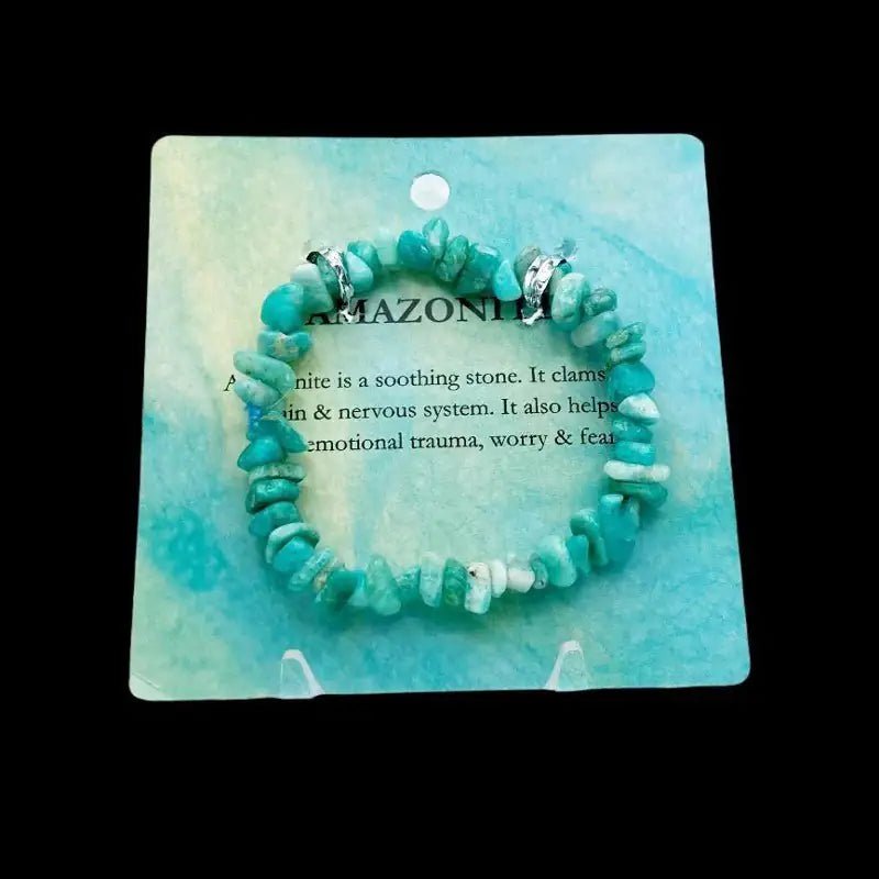 Amazonite Chip Bracelet On Blue-green Card Stock