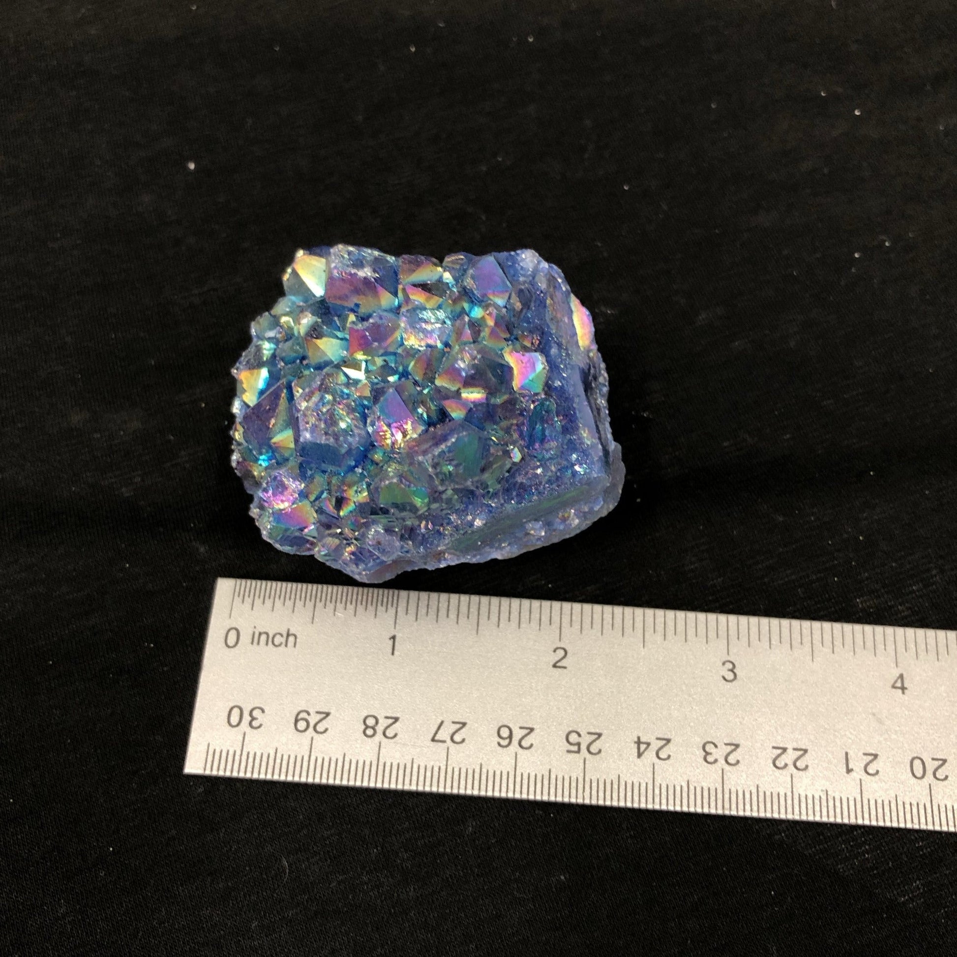 Blue Amethyst Aura With Metal Ruler