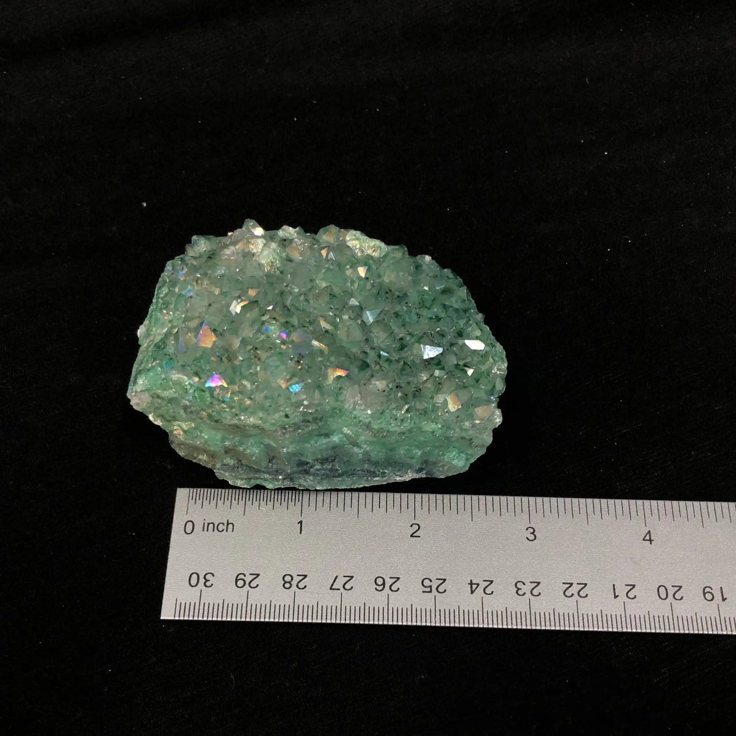 Green Amethyst Aura Rock Crystal With Ruler