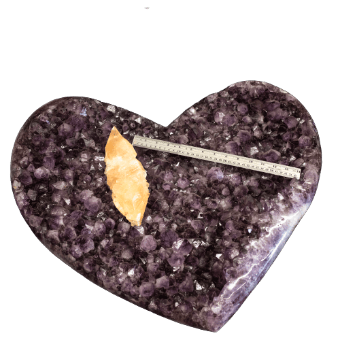 Amethyst Carved Crystal Cluster Heart Calcite Crystal