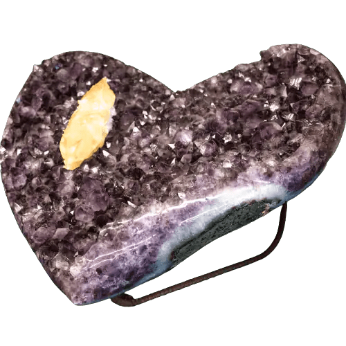 Amethyst Carved Crystal Cluster Heart Calcite Crystal