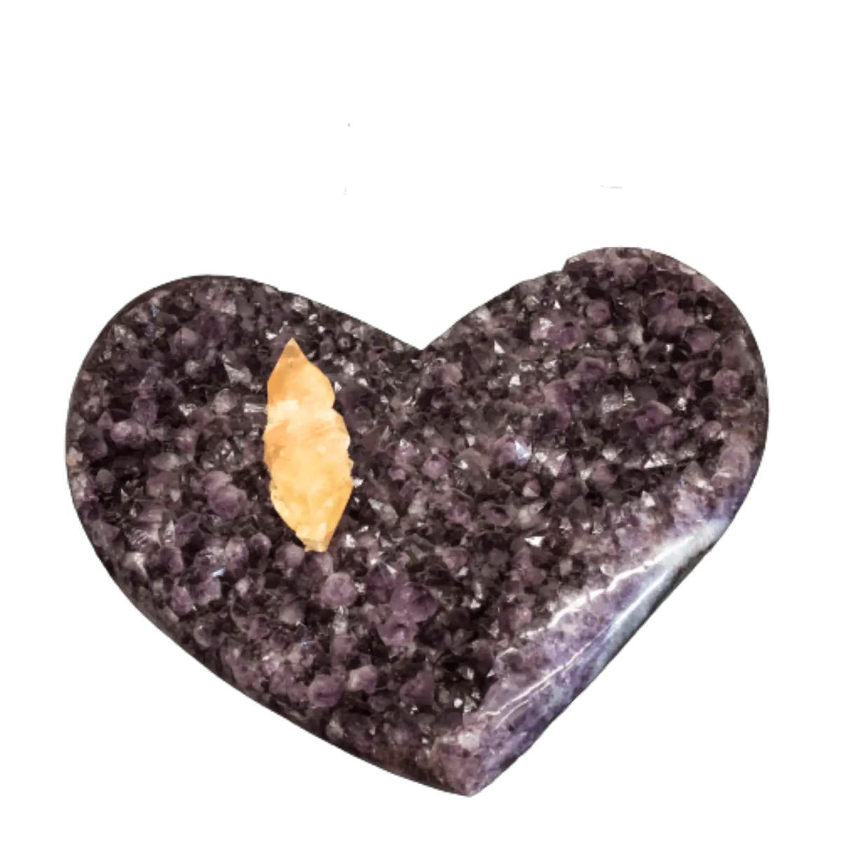 Amethyst Carved Crystal Cluster Heart Calcite Crystal