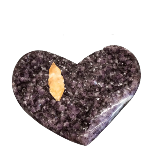 Amethyst Carved Crystal Cluster Heart Calcite Crystal