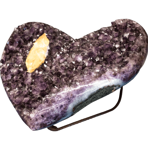 Amethyst Carved Crystal Cluster Heart Calcite Crystal