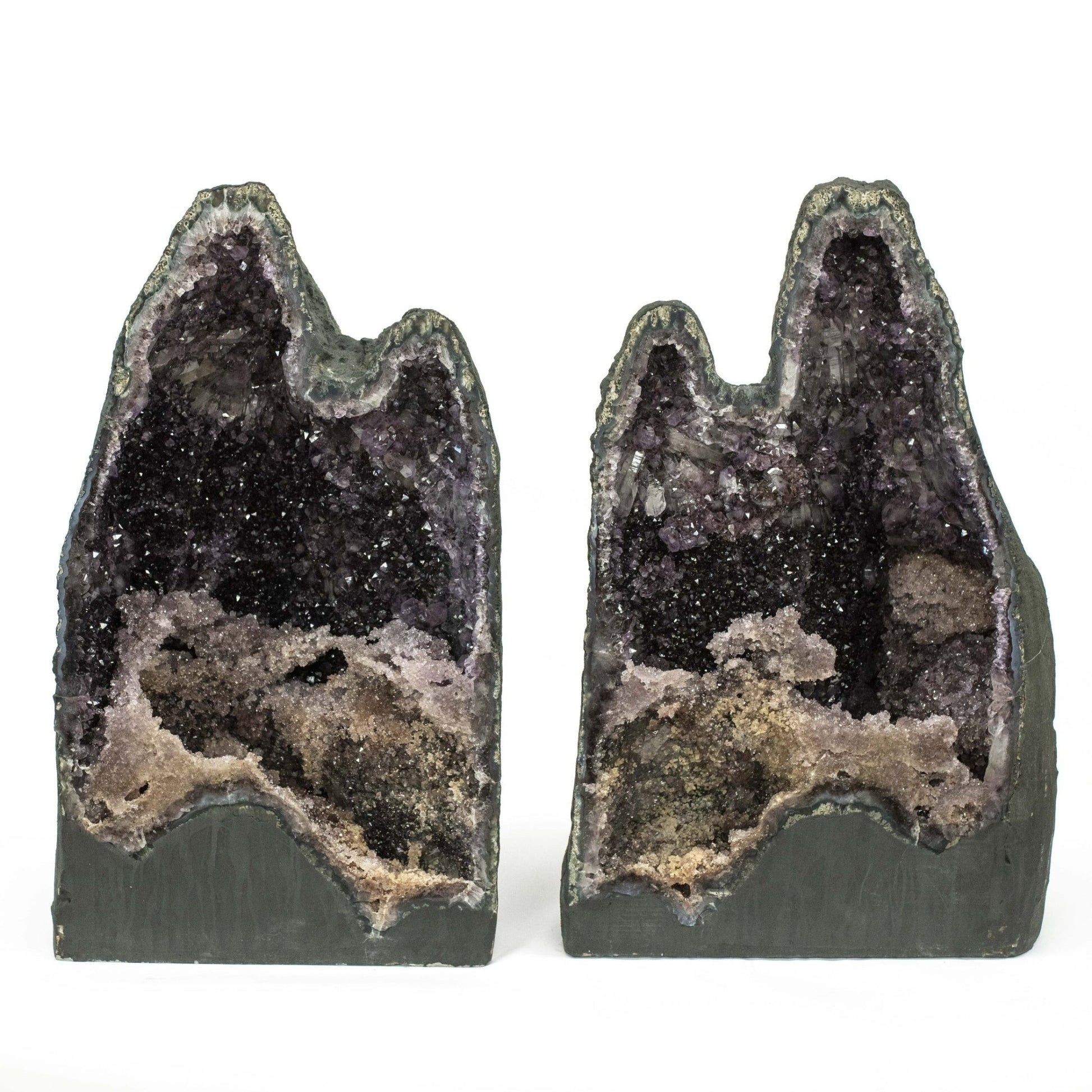 Amethyst Geode Church Pair Purple Crystal Mineral Specimen