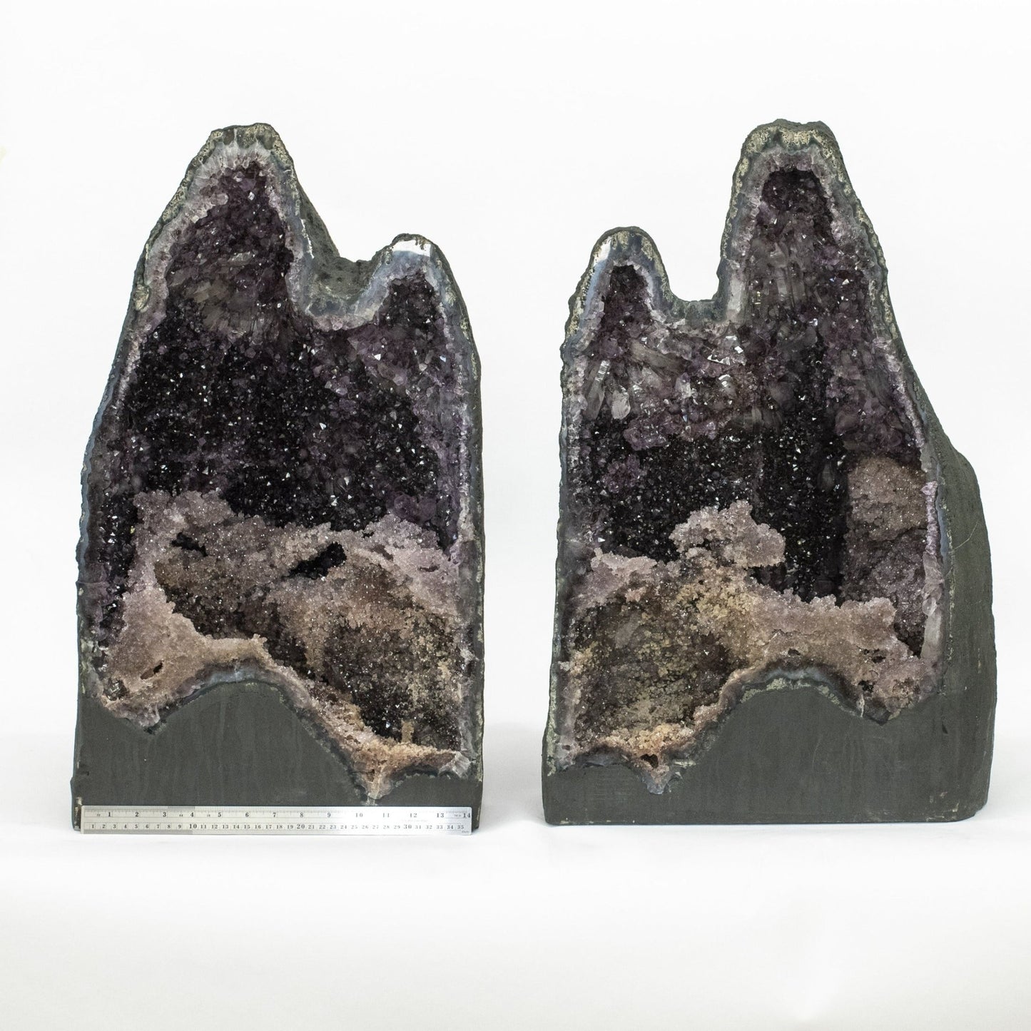 Amethyst Geode Church Pair Purple Crystal Mineral Specimen