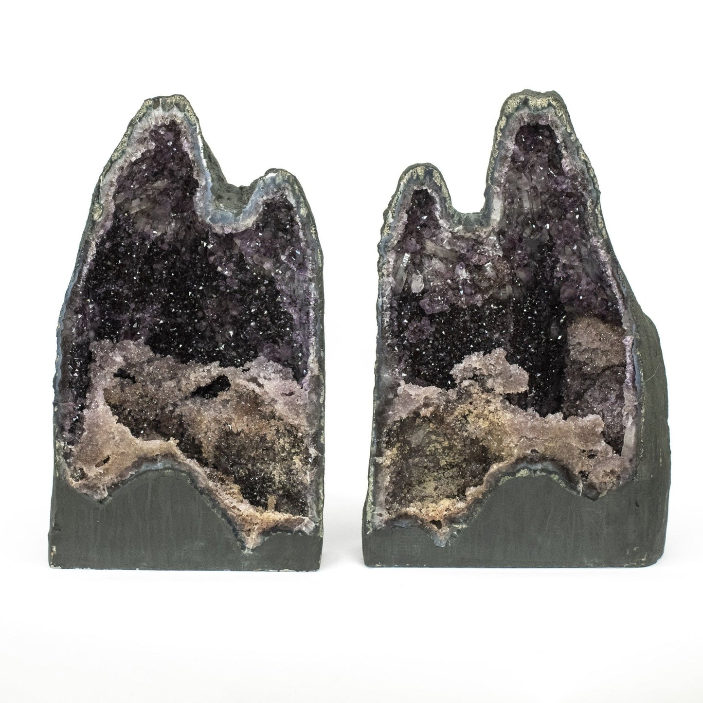 Amethyst Geode Church Pair Purple Crystal Mineral Specimen