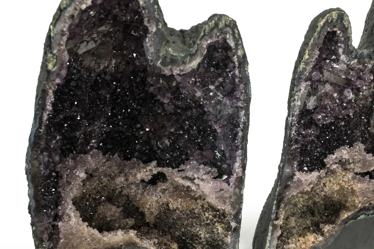 Alternate View Amethyst Geode Church Pair Purple Crystal Mineral Specimen