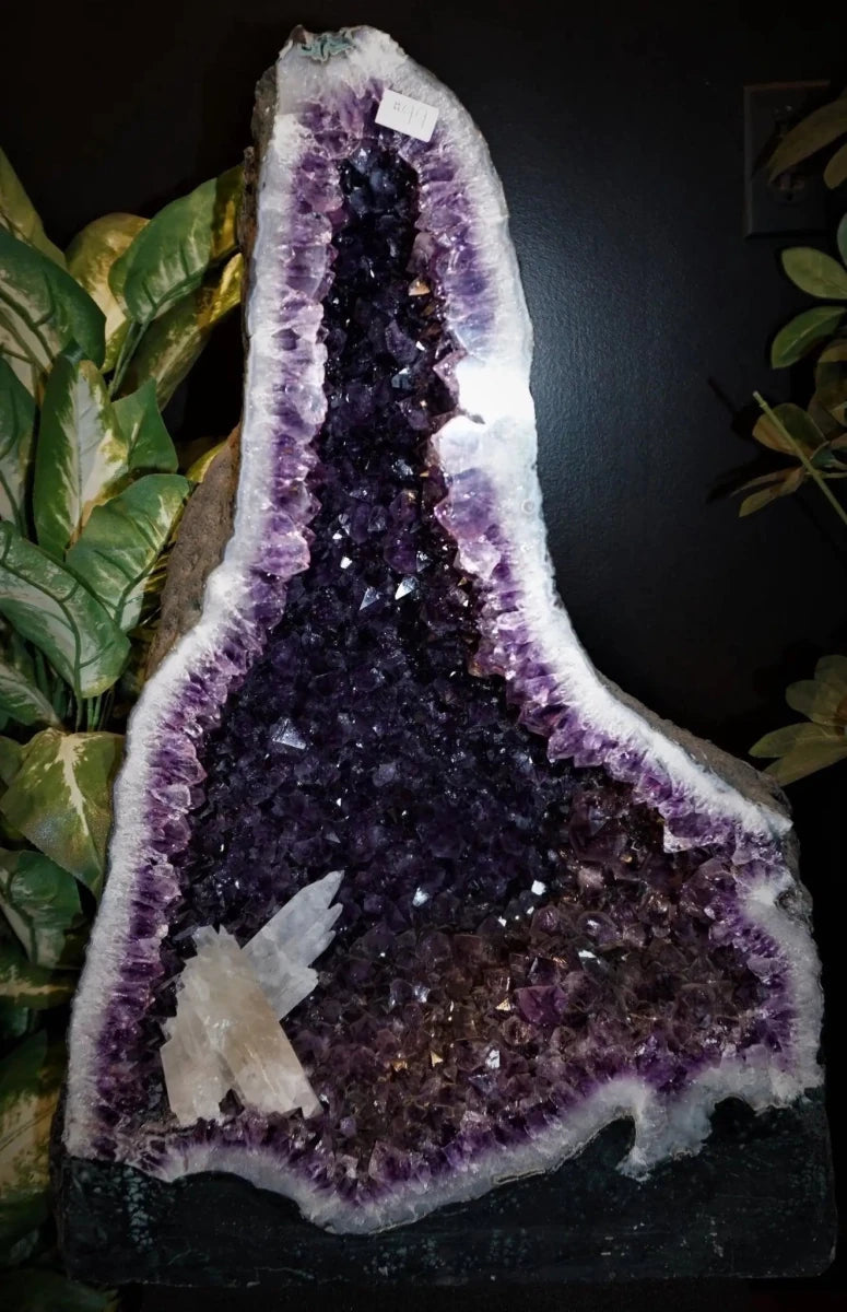 Amethyst Geode Crystal Mineral Specimen with Calcite