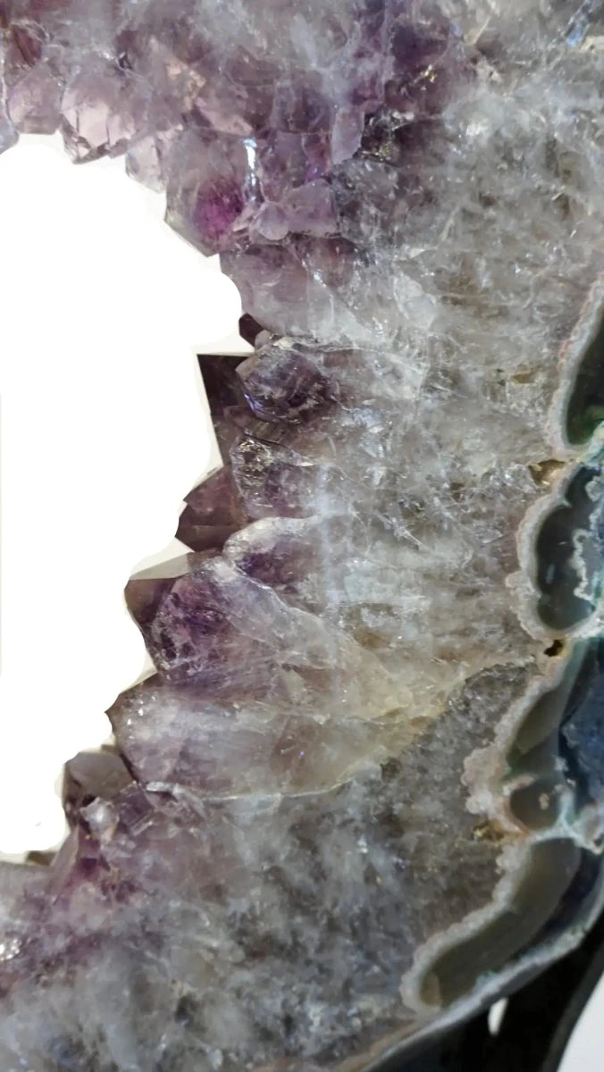close up of Amethyst Crystal Geode Slice