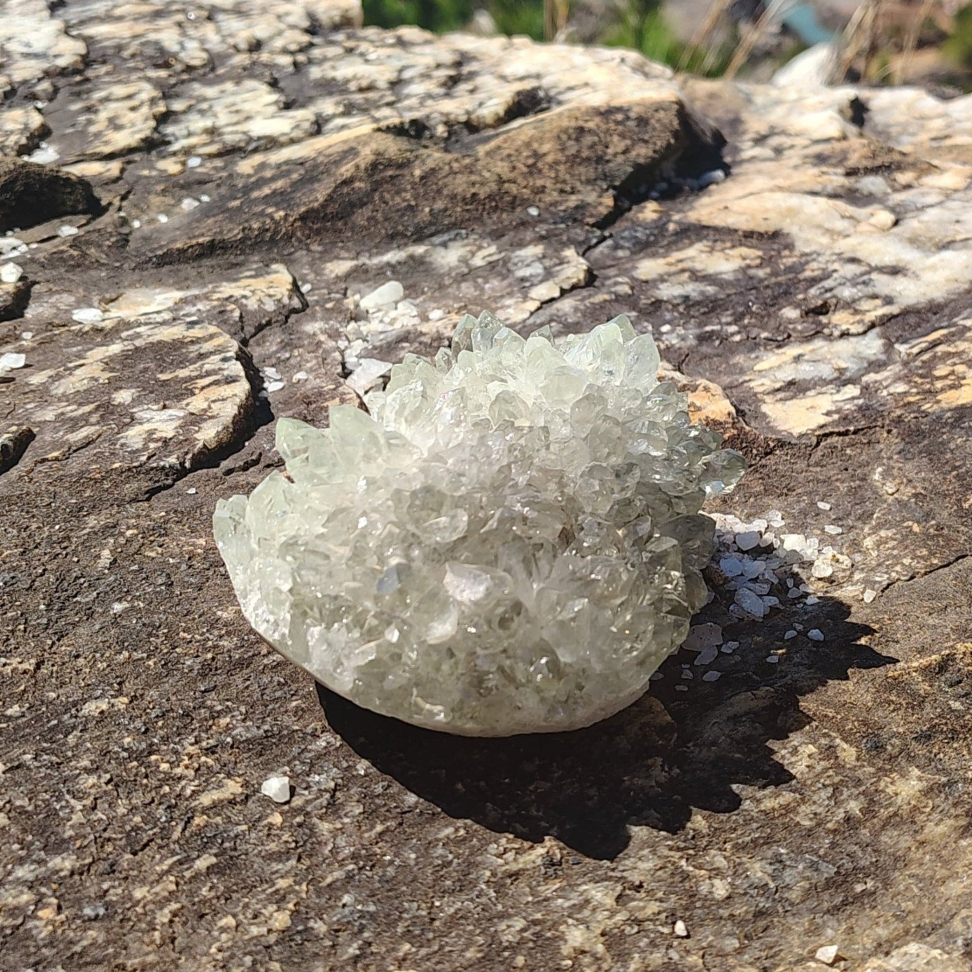 This is the left side of this Anandalite Quartz piece, green in color