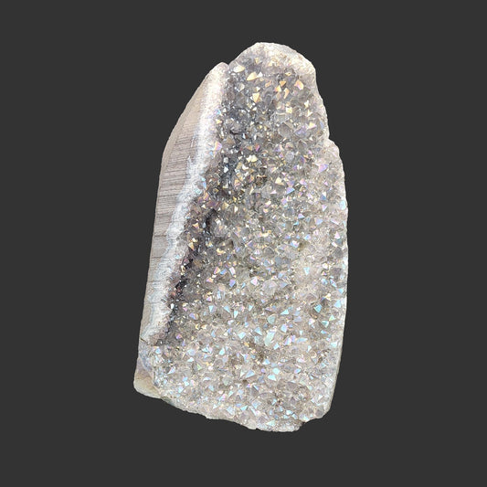 This is the front view of this angel aura amethyst crystal cluster.