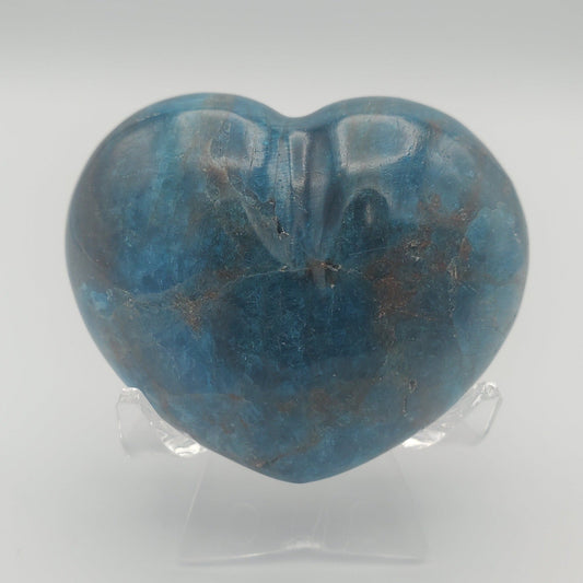 Apatite Carved Heart Polished 2 inch Blue