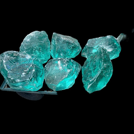 group of aqua blue cullet glass stones