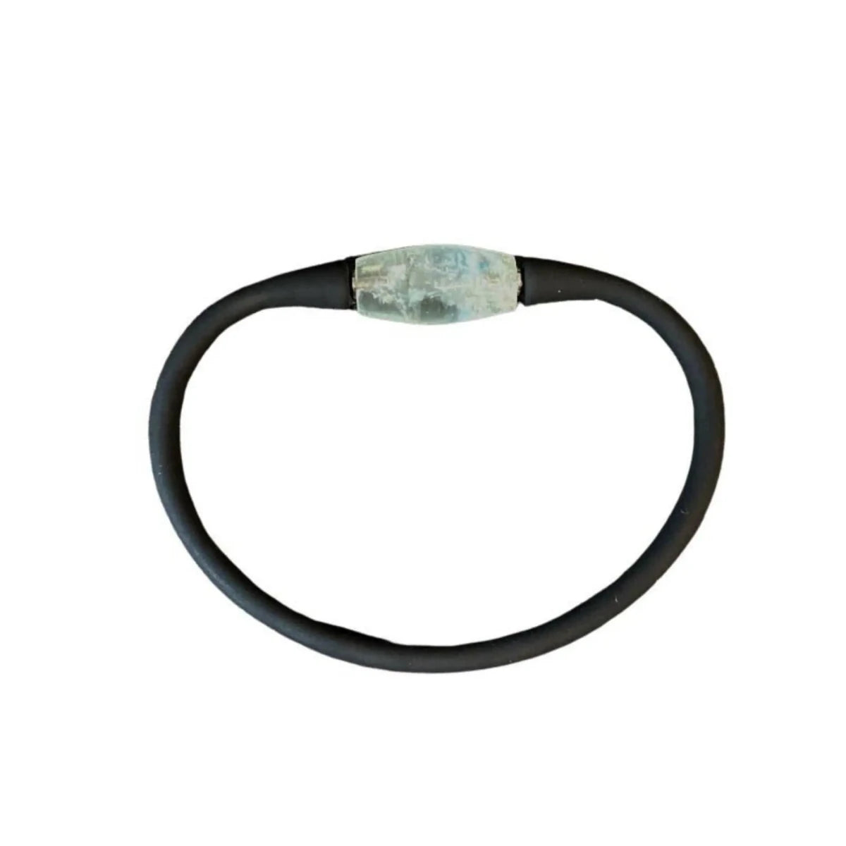 Aquamarine Bracelet Stretchy Silicone Black Bracelet