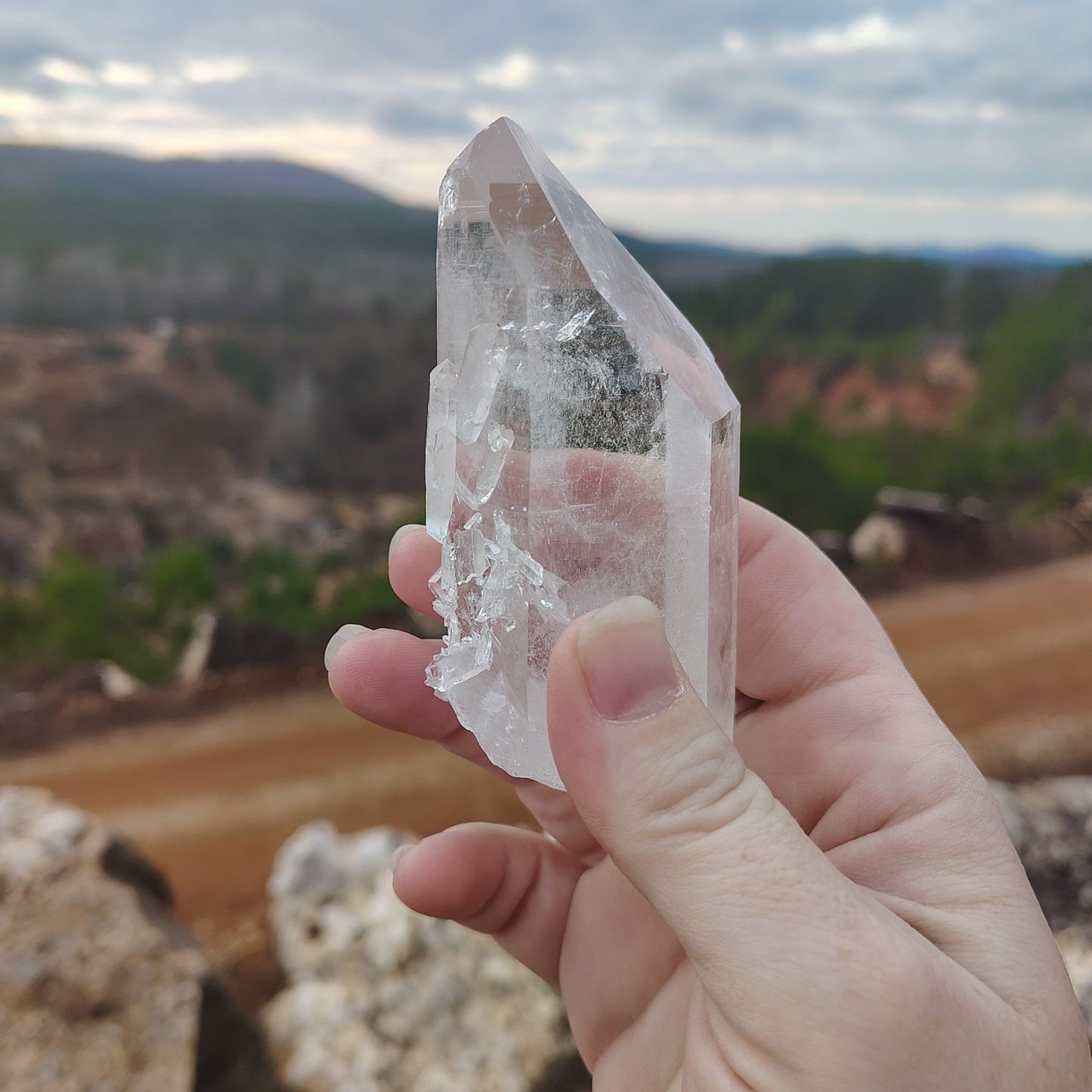 This is the left side of this Quartz crystal point.