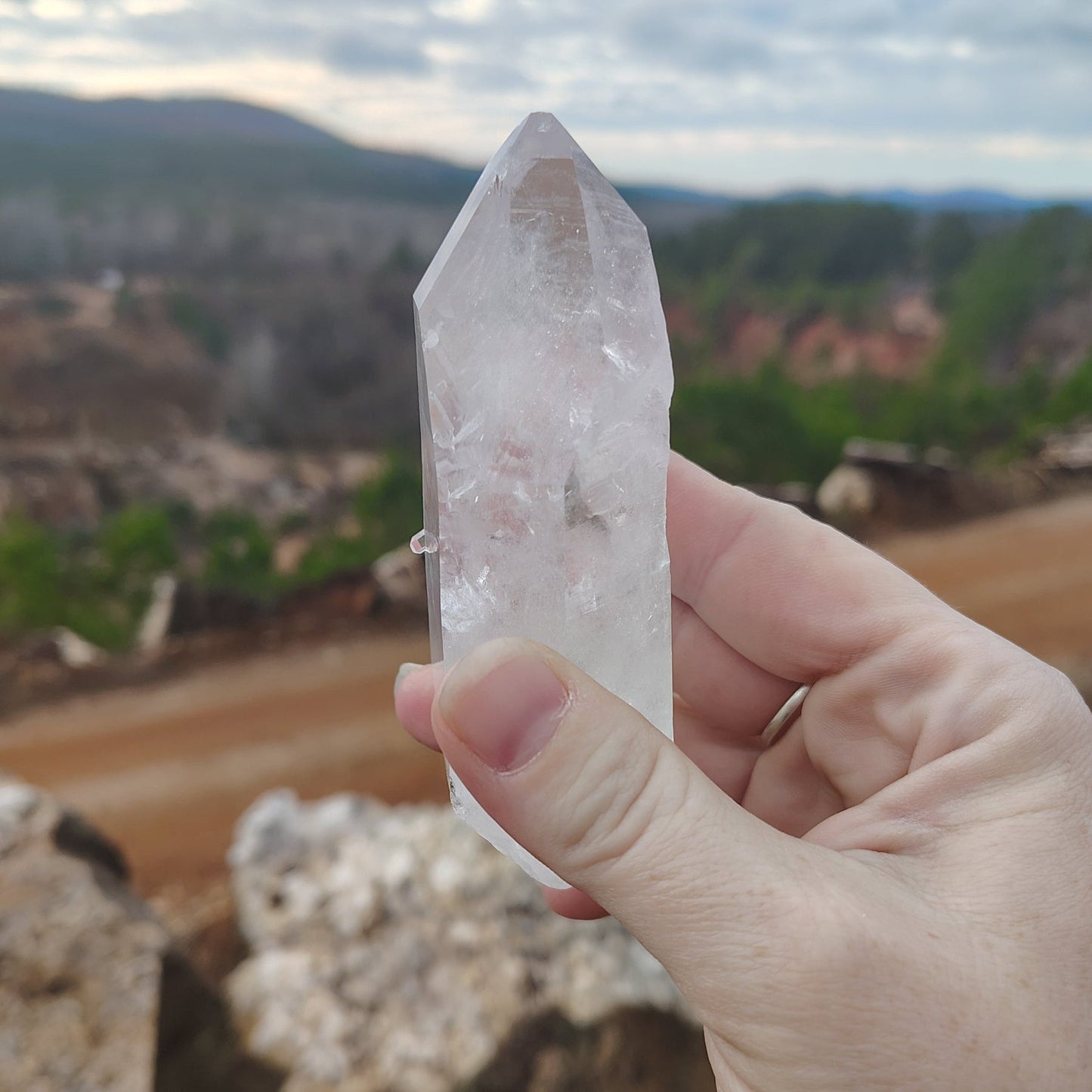 This is the back side of this Quartz crystal point.