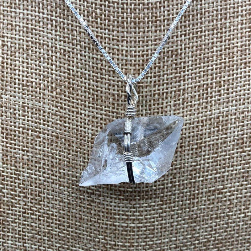 Arkansas Quartz Jewelry Wire Wrapped Crystal Point Necklace