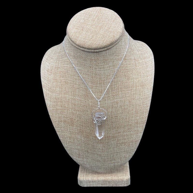 Arkansas Quartz Jewelry Wire Wrapped Crystal Point Necklace