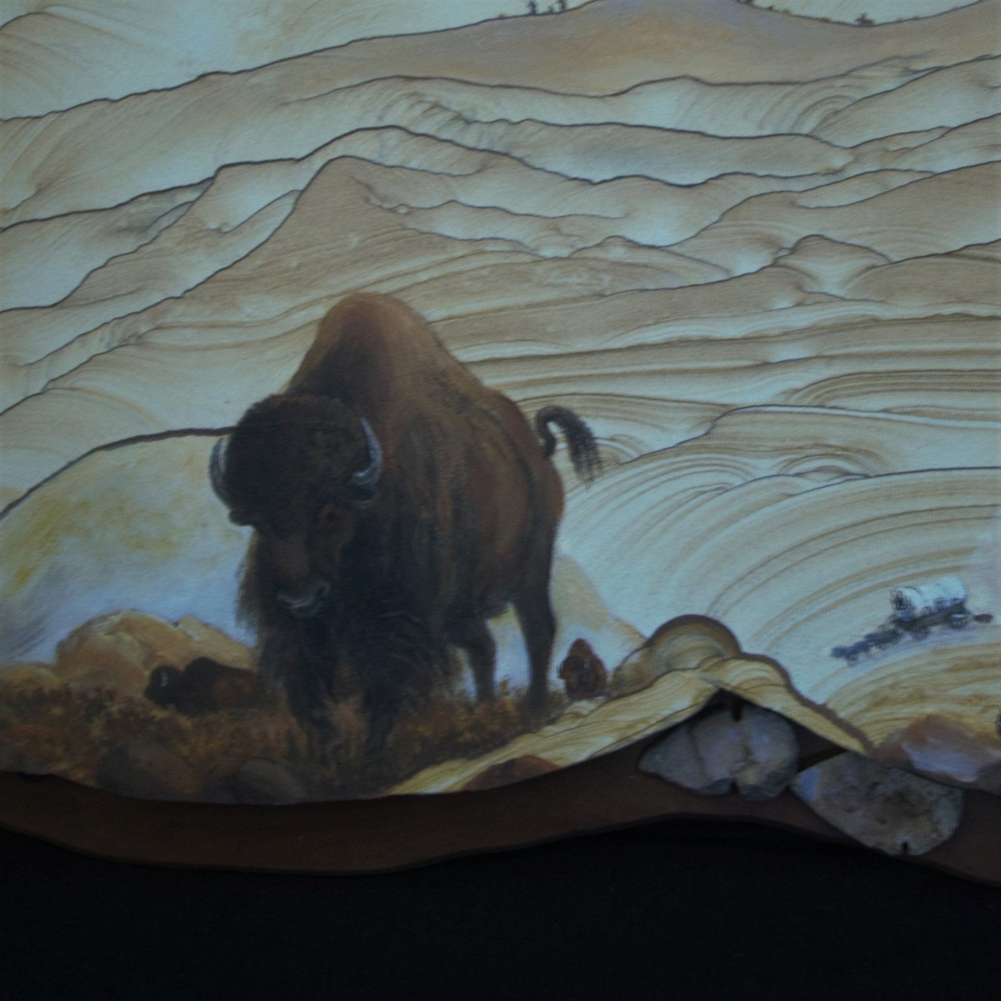 Artwork Painting On Sandstone Buffalo Eagle Southwest Wall Art