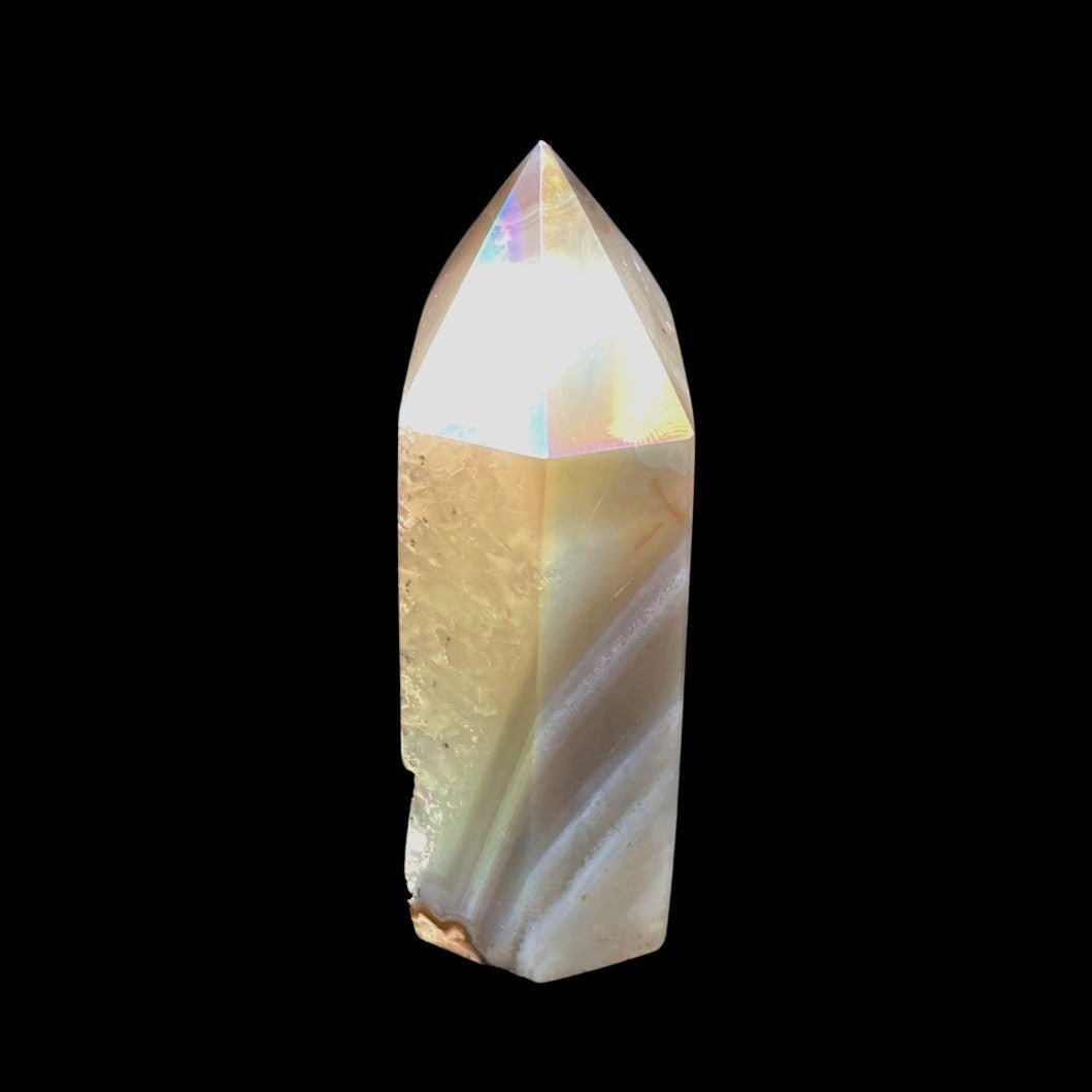 Aura Coated Crystal Point With Drusy Crystals