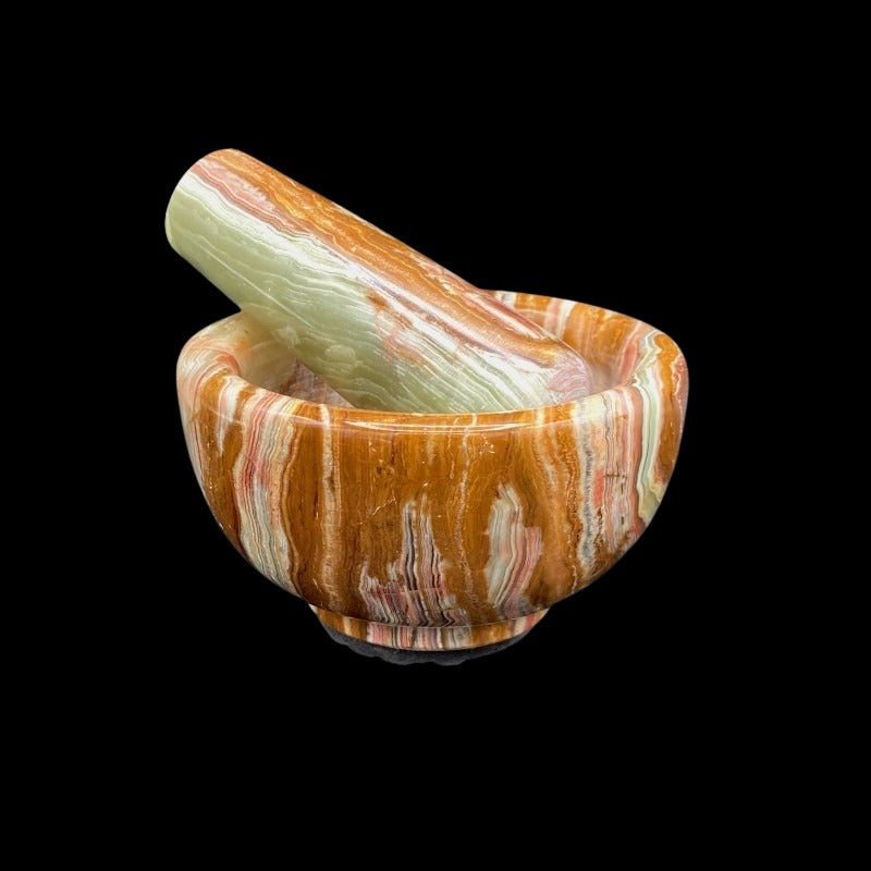 Banded Green Onyx Mortar And Pestle