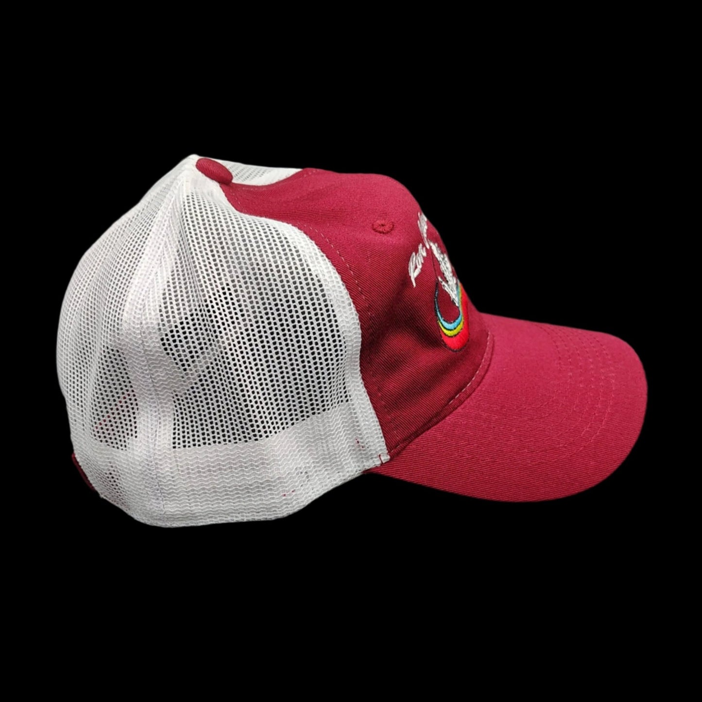 This is the side profile of this burgundy hat