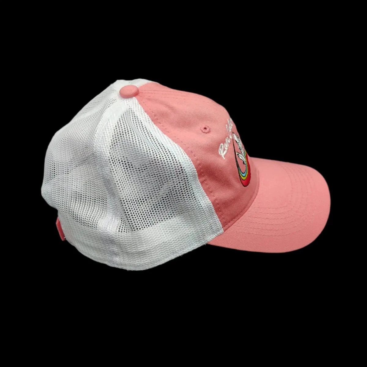 This is the side profile of this pink hat