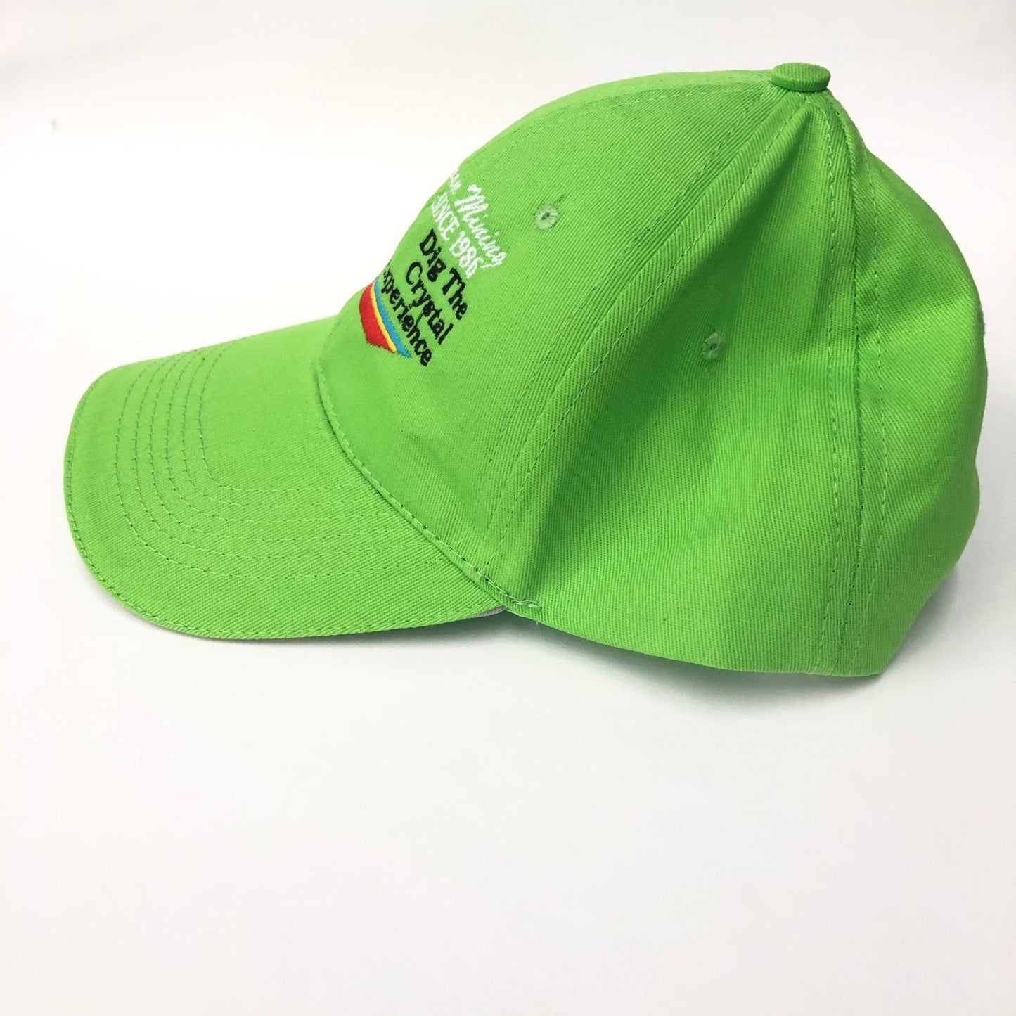 Baseball Cap Lime Green White Crystal Cluster Graphic